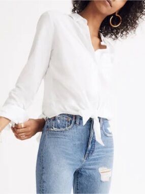 Madewell White Tie-Front Shirt
